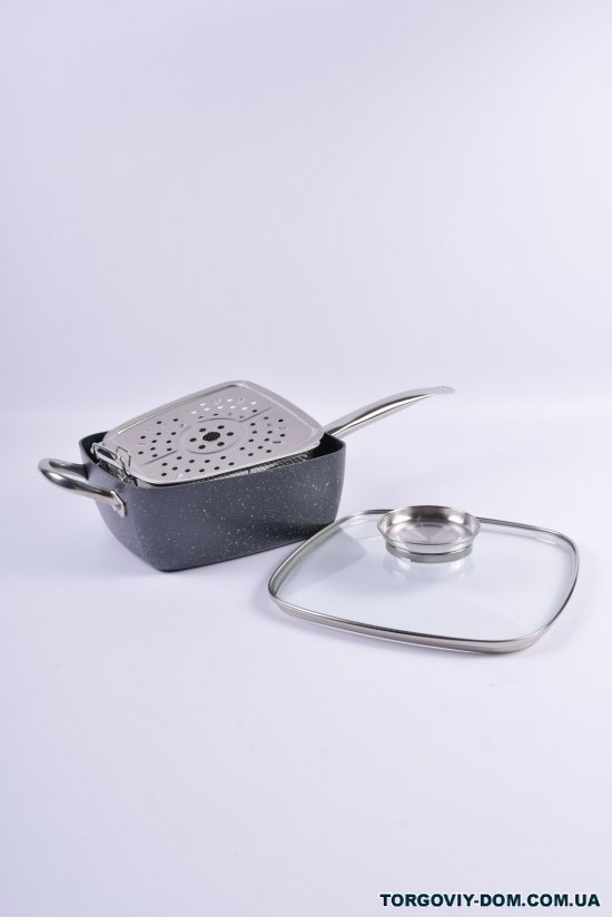Сковорода фритюрниця з антипригарним мармуровим покриттям (d-24см) "Benson" арт.BN-355