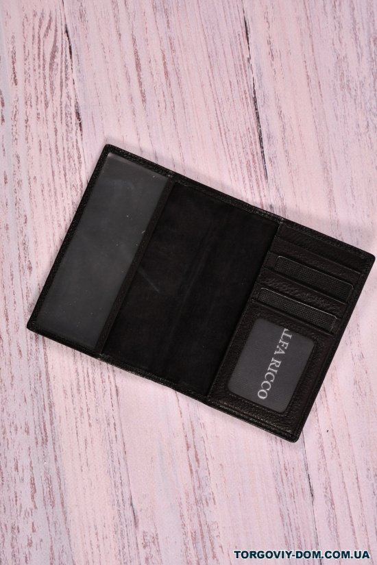 Обложка для паспорта и карточек кожаная (color.black) размер 14/10 см. "ALFA RICCO" арт.AR009SC