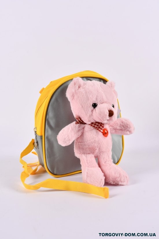 Рюкзак іграшка з плащової тканини (кол. сірий/рожевий) розмір 22/19/7 см. арт.0617-2