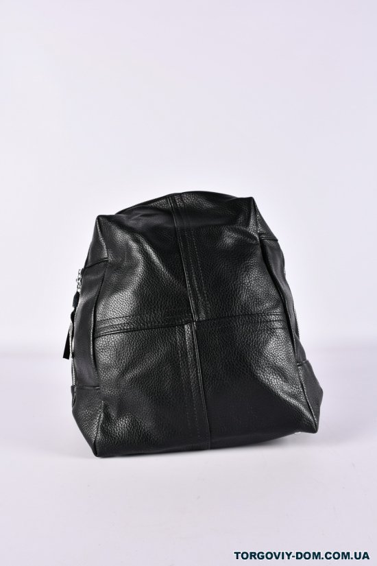 Рюкзак з екошкіри (кол. чорний) розмір 34/23/16см. арт.7063