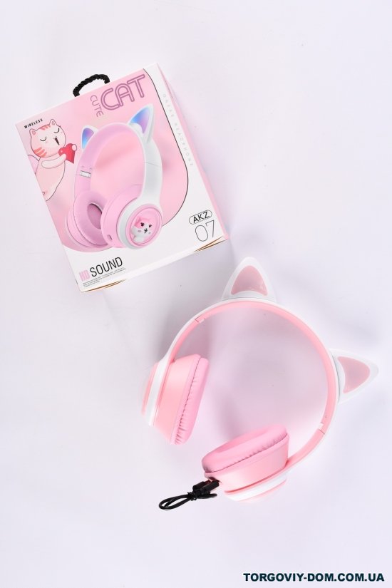 Навушники з функцією блютуз (LED) (кол. рожевий) арт.AKZ-07