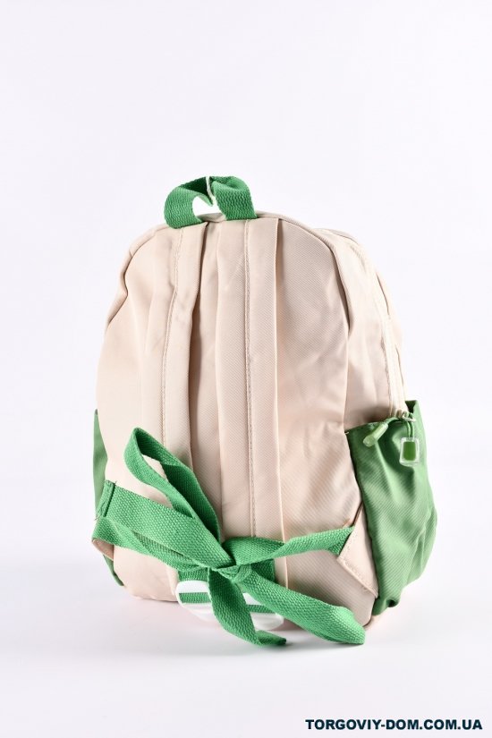 Рюкзак з плащової тканини (кол. кремовий/зелений) розмір 31/22/10 см арт.1008