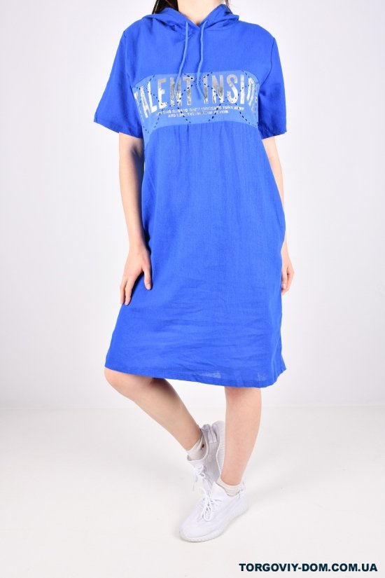 Сукня жіноча кол. синій (тканина трикотаж/льон) "QIANZHIDU" Розміри в наявності : 44, 46, 48, 50 арт.E235303