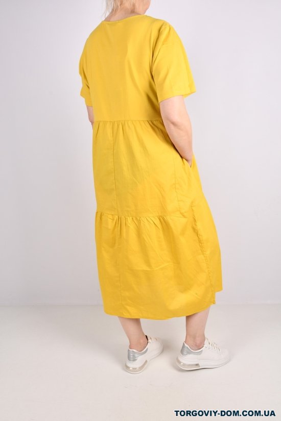 Платье женское трикотажное (цв.горчичный) "QIANZHIDU" Размеры в наличии : 48, 52, 54 арт.CL31553050