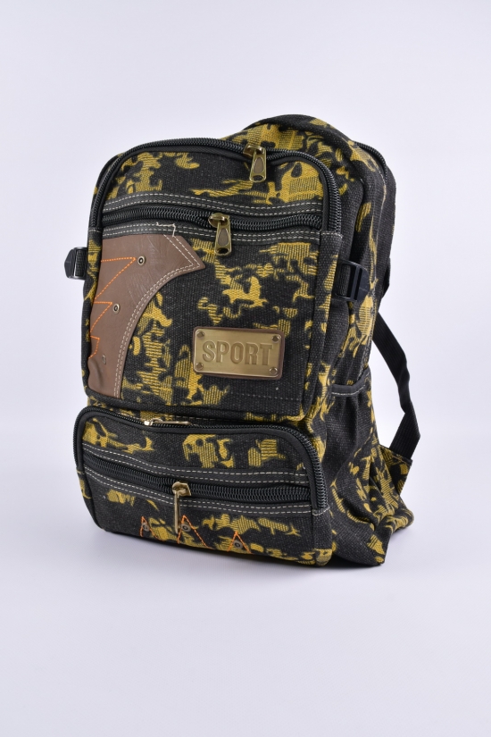 Рюкзак тканевый (цв.чёрный/жёлтый) размер 43/30/14 см арт.1648