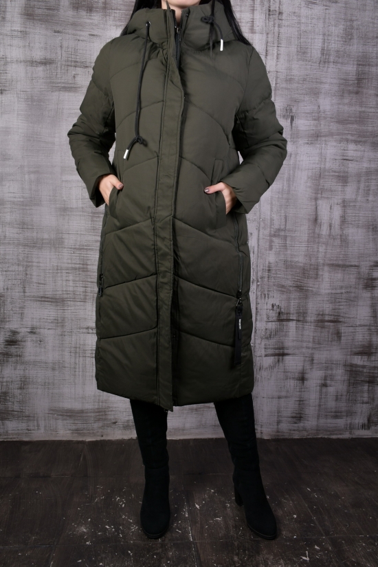 Пальто жіноче (цв. хакі) зимове болоньєве "VICTOLEAR" Розмір в наявності : 54 арт.2140-1