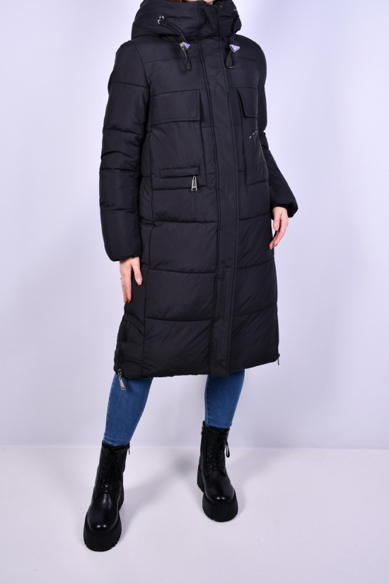 Пальто женское (цв.черный) из плащевки зимнее Размеры в наличии : 48, 50, 52 арт.3009
