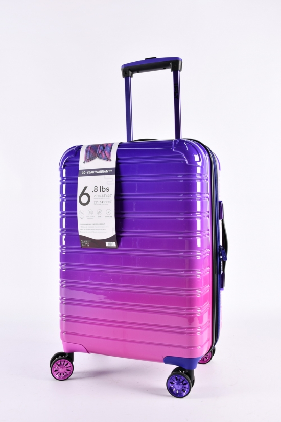 Чемодан (цв.фиолетовый/розовый) 4 колеса пластиковый №3/1 маленький (размер 50/35/23 см) арт.9-H486FT-28