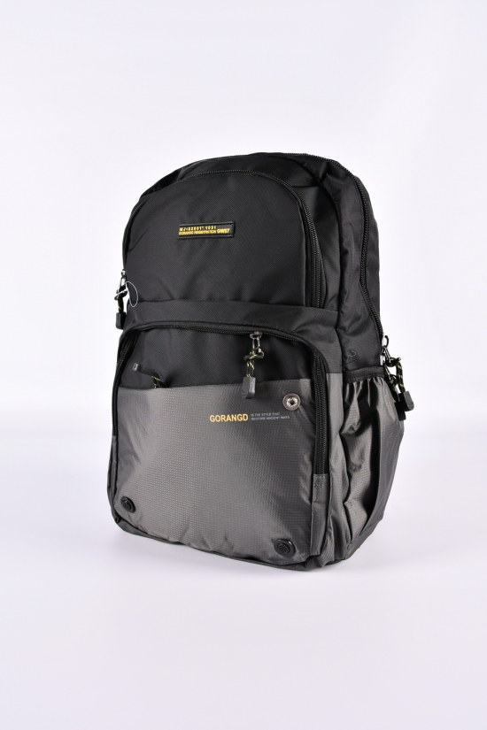 Рюкзак из плащевки (цв.чёрный/серый) "GORANGD" размер 30/45/14 см. арт.6816