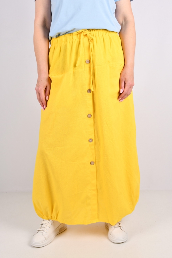 Спідниця жіноча кол. жовтий (тканина льон) "QIANZHIDU" Розміри в наявності : 48, 50, 52, 54 арт.D153517C7