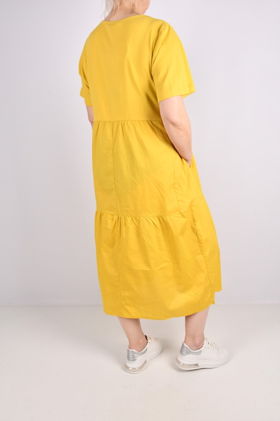 Платье женское трикотажное (цв.горчичный) "QIANZHIDU" Размеры в наличии : 48, 52, 54 арт.CL31553050